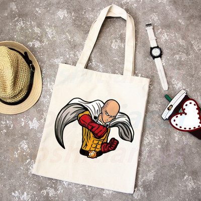 One Punch Man Shopping Bag Grocery Shopper Anime Genos Saitama Sensei Shopping Torba od jute Pamučna torba od jute