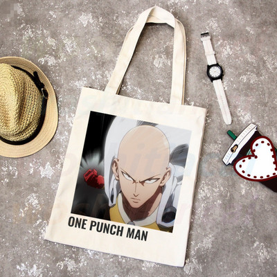 One Punch Man Shopping Bag Grocery Shopper Anime Genos Saitama Sensei Shopping Torba od jute Pamučna torba od jute