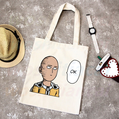 One Punch Man Shopping Bag Grocery Shopper Anime Genos Saitama Sensei Shopping Torba od jute Pamučna torba od jute