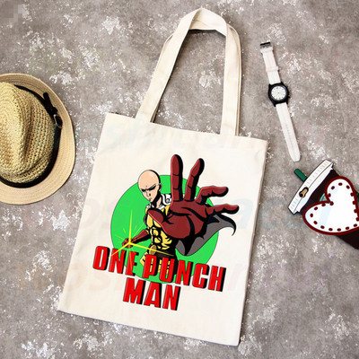 One Punch Man Shopping Bag Grocery Shopper Anime Genos Saitama Sensei Shopping Torba od jute Pamučna torba od jute