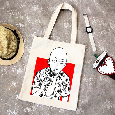 One Punch Man Shopping Bag Grocery Shopper Anime Genos Saitama Sensei Shopping Torba od jute Pamučna torba od jute