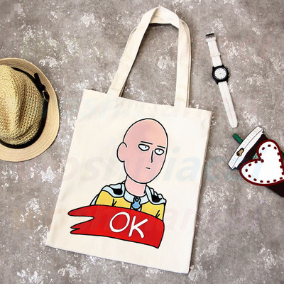 One Punch Man Shopping Bag Grocery Shopper Anime Genos Saitama Sensei Shopping Torba od jute Pamučna torba od jute
