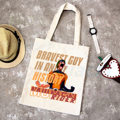 One Punch Man Shopping Bag Grocery Shopper Anime Genos Saitama Sensei Shopping Torba od jute Pamučna torba od jute