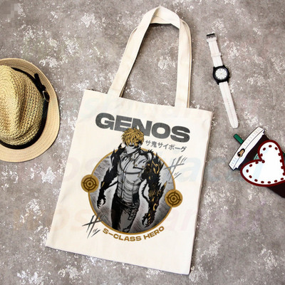 One Punch Man Shopping Bag Grocery Shopper Anime Genos Saitama Sensei Shopping Torba od jute Pamučna torba od jute