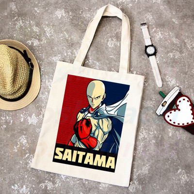 One Punch Man Shopping Bag Grocery Shopper Anime Genos Saitama Sensei Shopping Torba od jute Pamučna torba od jute