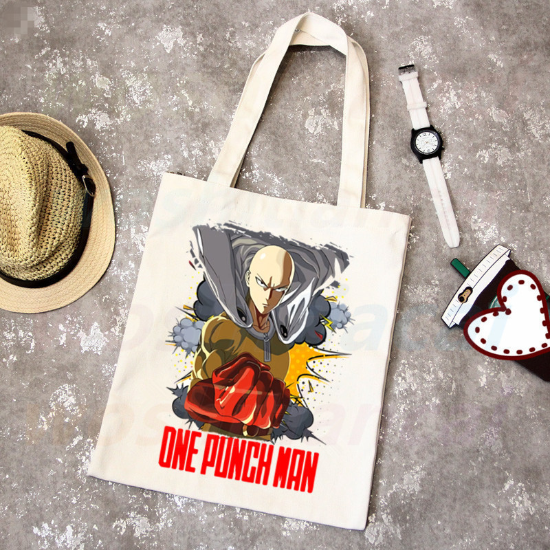 One Punch Man Shopping Bag Grocery Shopper Anime Genos Saitama Sensei Shopping Torba od jute Pamučna torba od jute