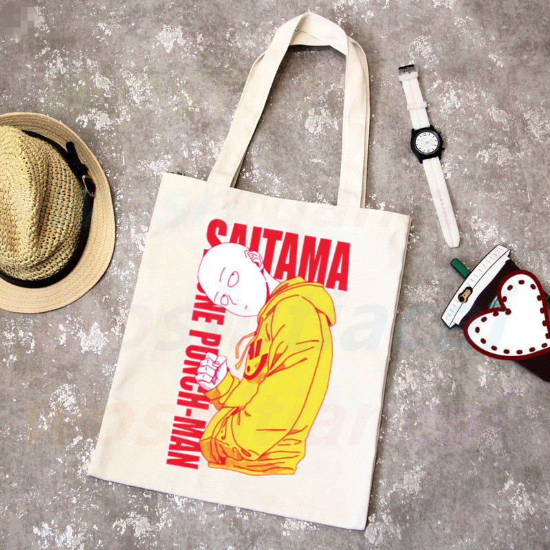 One Punch Man Shopping Bag Grocery Shopper Anime Genos Saitama Sensei Shopping Torba od jute Pamučna torba od jute