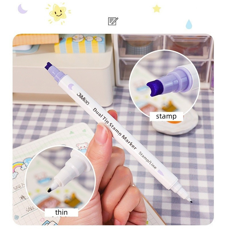 1 buc set de pix marcator de ștampile cu două vârfuri, marcator de linie de culoare, căptușeală de puncte pentru desen, vopsea, artă, birou, școală FC7277