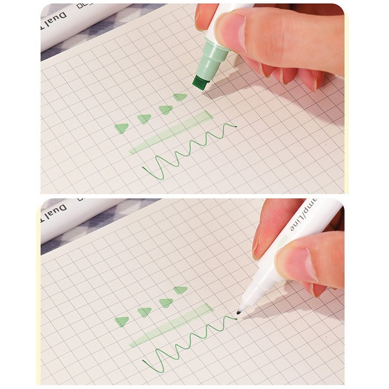 1 buc set de pix marcator de ștampile cu două vârfuri, marcator de linie de culoare, căptușeală de puncte pentru desen, vopsea, artă, birou, școală FC7277
