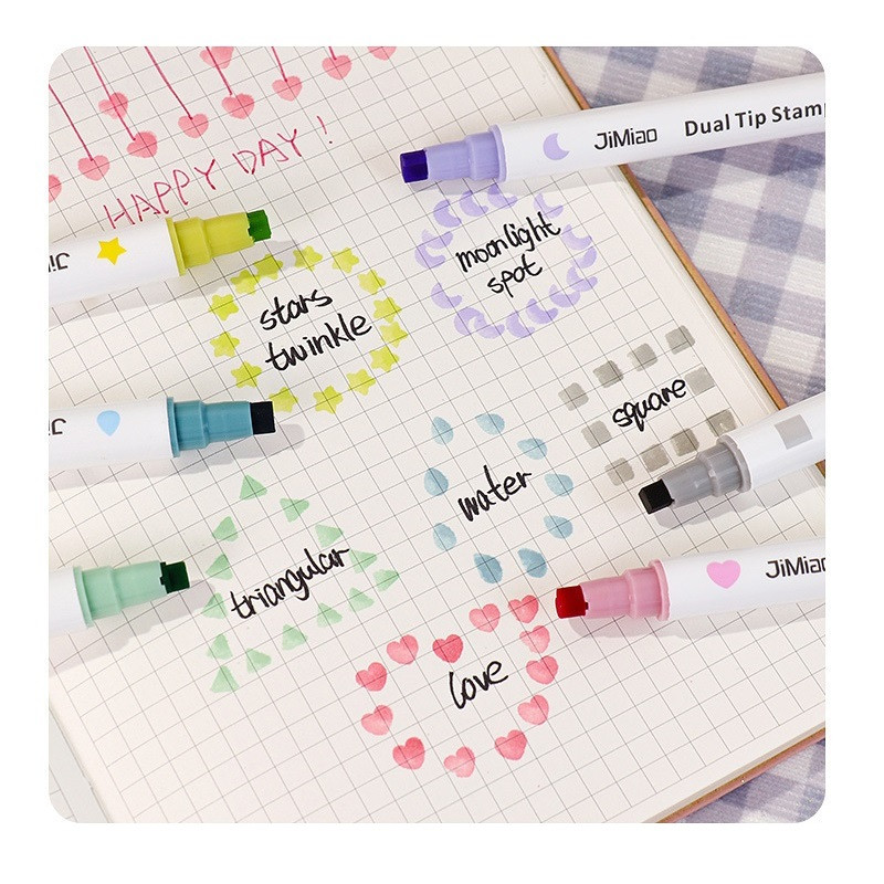 1 buc set de pix marcator de ștampile cu două vârfuri, marcator de linie de culoare, căptușeală de puncte pentru desen, vopsea, artă, birou, școală FC7277