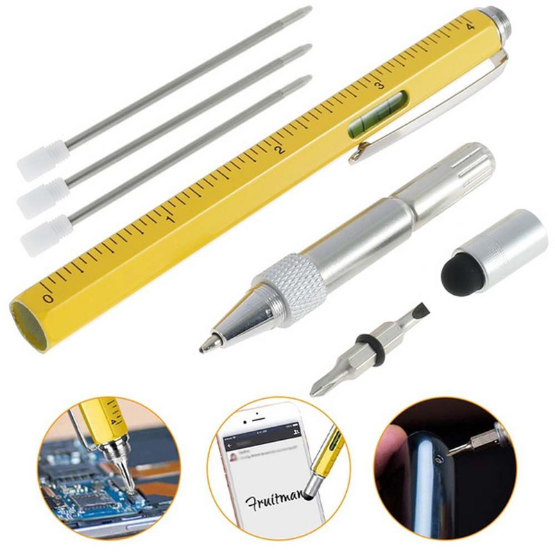 Metalna višenamjenska kemijska olovka Odvijač Mjerač razine Mobilni telefon Zaslon osjetljiv na dodir Križni odvijač Ravni odvijač Sc