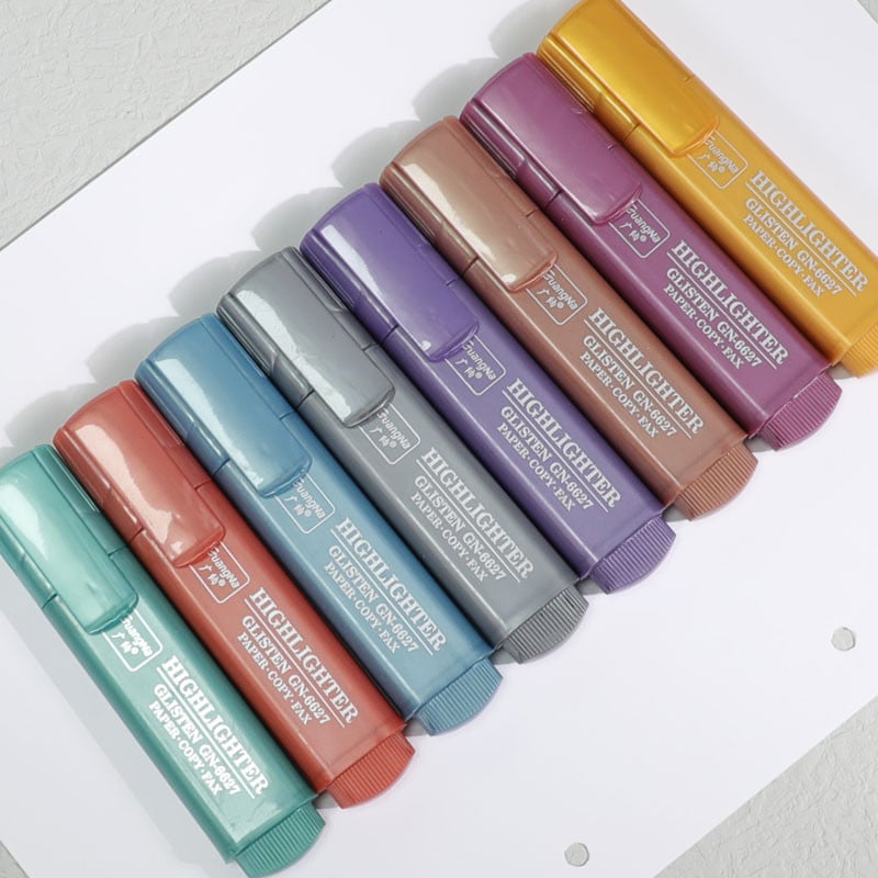 GuangNa 8gab Morandi Highlighter Light Color Kawaii Marķiera pildspalva DIY Photo Album Journal Fluorescent Pen Student Kancelejas preces