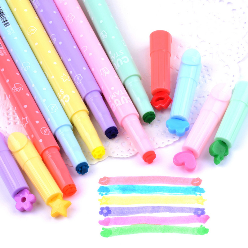 2 vnt Creative Candy Spalvotas Pastelinis žymeklis Dviejų antgalių fluorescencinis rašiklis Meno piešinys Doodling Žymėjimas Mokyklos reikmenys