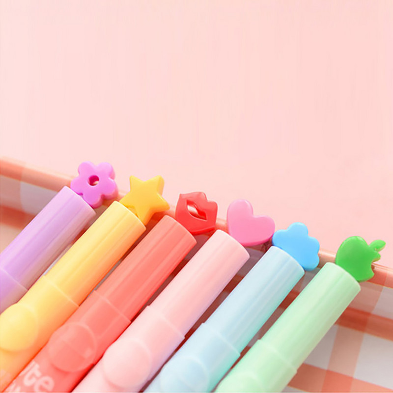 2 vnt Creative Candy Spalvotas Pastelinis žymeklis Dviejų antgalių fluorescencinis rašiklis Meno piešinys Doodling Žymėjimas Mokyklos reikmenys