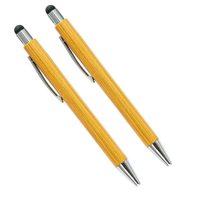 Κλασικό σχέδιο από καθαρό μπαμπού και ξύλο στυλό δώρου γραφείου Students μπορεί να προσαρμοστεί οθόνη αφής με χαραγμένο λογότυπο