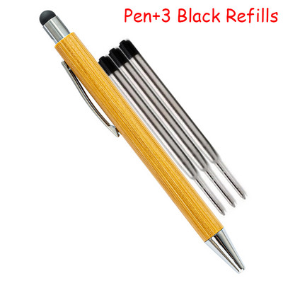 Κλασικό σχέδιο από καθαρό μπαμπού και ξύλο στυλό δώρου γραφείου Students μπορεί να προσαρμοστεί οθόνη αφής με χαραγμένο λογότυπο