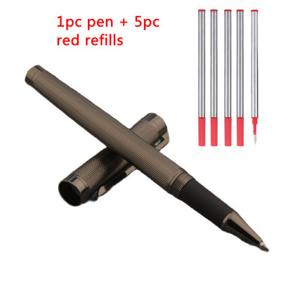1kom Roler olovka + 5kom kompleta za punjenje Ink Pen Bullet Tip 0.5mm Gun Grey Školski uredski pribor Pribor Kemijska olovka