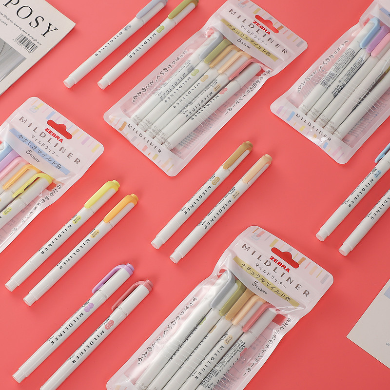 1 db Zebra Mildliner kétvégű, limitált kiemelők, aranyos puha, ferde fejű rajzjelző Kawaii írószer iskolai kellékek