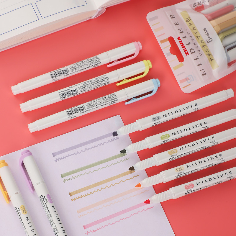 1 db Zebra Mildliner kétvégű, limitált kiemelők, aranyos puha, ferde fejű rajzjelző Kawaii írószer iskolai kellékek