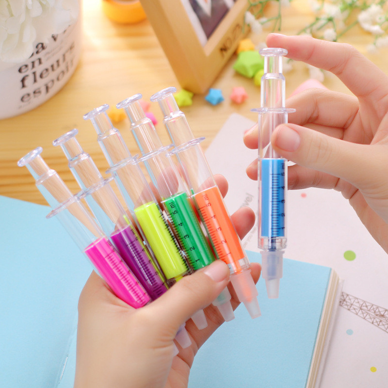 6 buc/set Lovely Kawaii Fluorescent Simulare Seringă Acuarelă Pen Highlighters Marker Papetărie Rechizite școlare