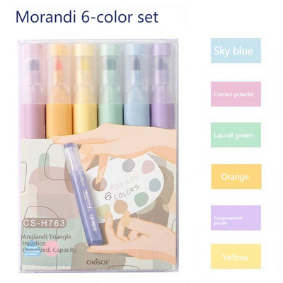 6 bucăți pixuri evidențiatoare Kawaii Candy Morandi Marcatori manga color pix pentru desen Pastel Highlighter Set drăguț papetărie evidențiere