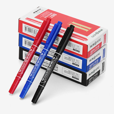 Hero 887 Marker uleios cu capete duble Marcator CD/DVD Linie de cârlig Pixuri de semnare Negru/Roșu/Albastru Marcator Cursă/Scriere Uscare rapidă Netedă