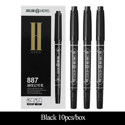 Hero 887 Marker uleios cu capete duble Marcator CD/DVD Linie de cârlig Pixuri de semnare Negru/Roșu/Albastru Marcator Cursă/Scriere Uscare rapidă Netedă
