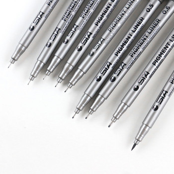 1 бр. Водоустойчива пигментна подплата за рисуване Micron Ink Art Marker Черен Fineliner Sketch Pen Needle Pen Ученически пособия Канцеларски материали