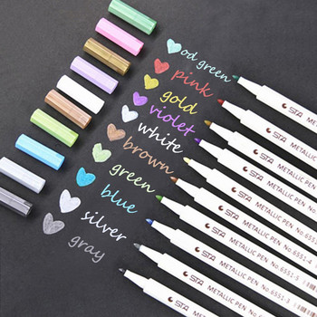 Στυλό 10 χρωμάτων Μεταλλικό μαρκαδόρο Diy Scrapbooking Crafts Fine Head Soft Brush στυλό Μαρκαδόρος τέχνης για επιστολόχαρτα σχολικά είδη
