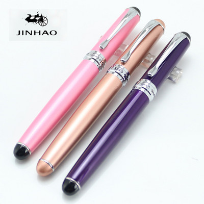 JINHAO 750 Rozā purpursarkans šampanietis sudrabs 15 krāsas 0,7 mm uzgalis rullīšu pildspalva Caneta kancelejas preces biroja skolas piederumi pilnā metāla