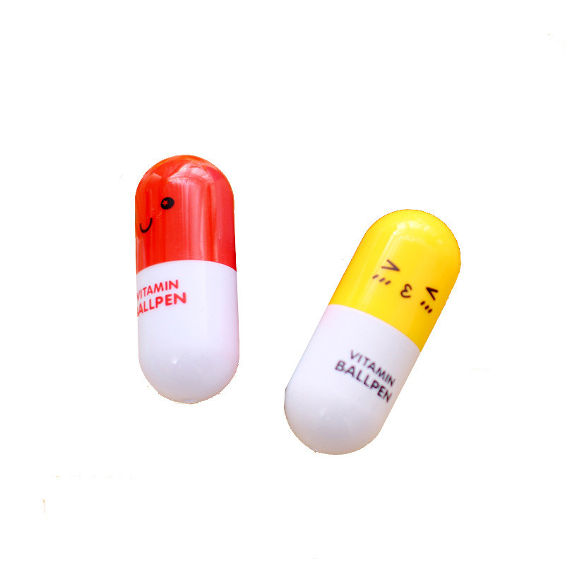 Kemijska olovka za tablete sa slatkim nasmiješenim licem od 6 komada, novi pribor za pisanje, teleskopska kemijska olovka s vitaminskom kapsulom za školsku upotrebu