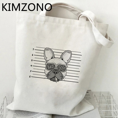 Pas Mops torba za kupnju bolsas de tela višekratna torbica od pamučnog platna eko torba sacola reciclaje string cabas