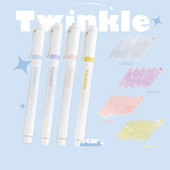 Set de 4 pixuri Twinkle Art Marker Bling Bling Culoare Dual-side Writing Highlighter Liner Album de desen Jurnal Scoala