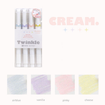 Set de 4 pixuri Twinkle Art Marker Bling Bling Culoare Dual-side Writing Highlighter Liner Album de desen Jurnal Scoala