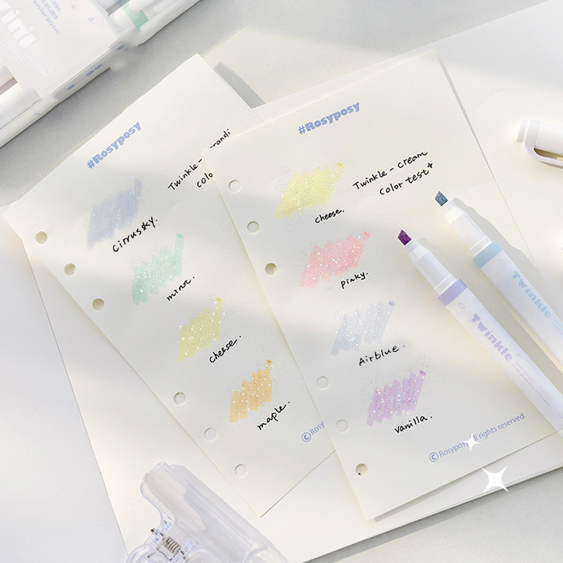 Set de 4 pixuri Twinkle Art Marker Bling Bling Culoare Dual-side Writing Highlighter Liner Album de desen Jurnal Scoala