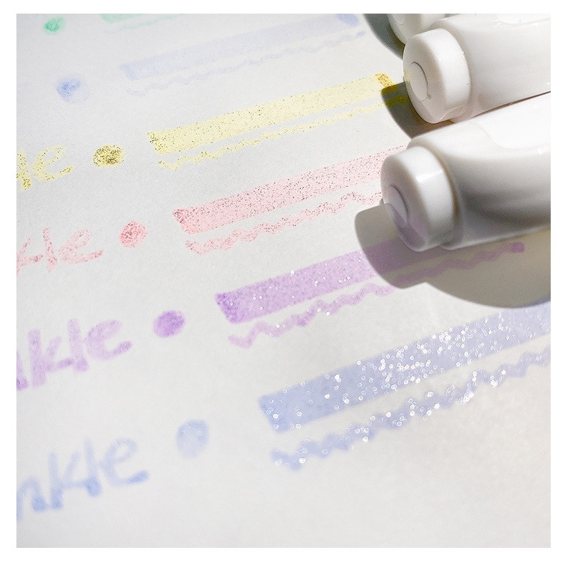 Set de 4 pixuri Twinkle Art Marker Bling Bling Culoare Dual-side Writing Highlighter Liner Album de desen Jurnal Scoala