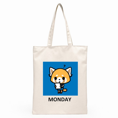 Aggretsuko Aggressive Retsuko Print Platnene torbe na rame Harajuku modne torbe za slobodno vrijeme preko ramena Ženska torbica Torbica Ženska torba