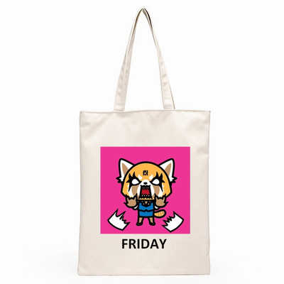 Aggretsuko Aggressive Retsuko Print Platnene torbe na rame Harajuku modne torbe za slobodno vrijeme preko ramena Ženska torbica Torbica Ženska torba