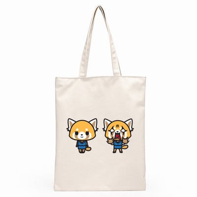Aggretsuko Aggressive Retsuko Print Platnene torbe na rame Harajuku modne torbe za slobodno vrijeme preko ramena Ženska torbica Torbica Ženska torba