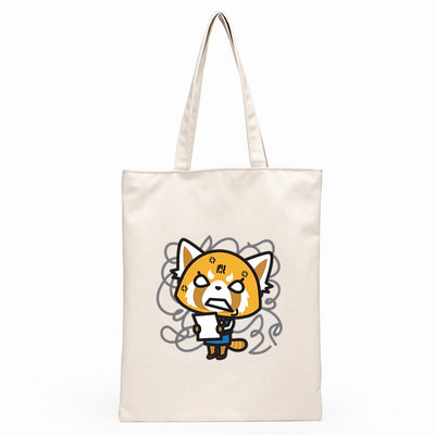 Aggretsuko Aggressive Retsuko Print Platnene torbe na rame Harajuku modne torbe za slobodno vrijeme preko ramena Ženska torbica Torbica Ženska torba