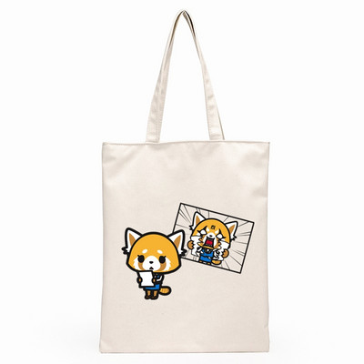 Aggretsuko Aggressive Retsuko Print Platnene torbe na rame Harajuku modne torbe za slobodno vrijeme preko ramena Ženska torbica Torbica Ženska torba