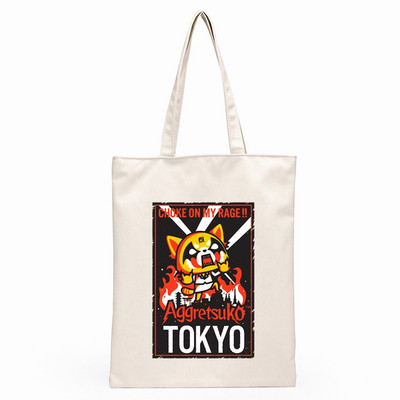Aggretsuko Aggressive Retsuko Print Platnene torbe na rame Harajuku modne torbe za slobodno vrijeme preko ramena Ženska torbica Torbica Ženska torba
