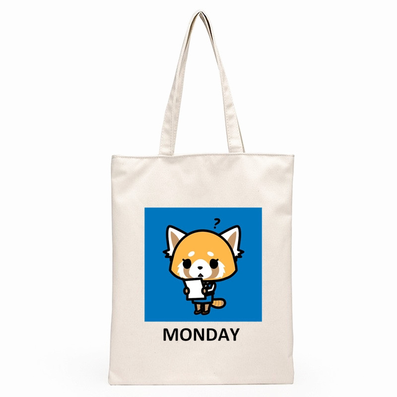 Aggretsuko Aggressive Retsuko Print Platnene torbe na rame Harajuku modne torbe za slobodno vrijeme preko ramena Ženska torbica Torbica Ženska torba