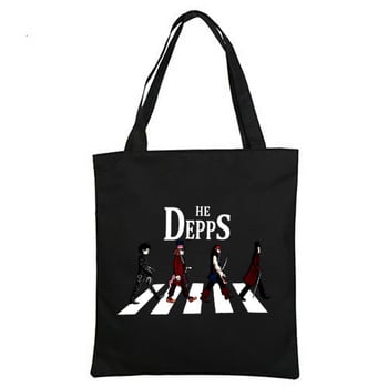 The Depps Johnny Depp Characters Crosswalk Graphic Canvas Tote Shoulder Bag Edward Scissorhands Magician Pirate Shopper Bags