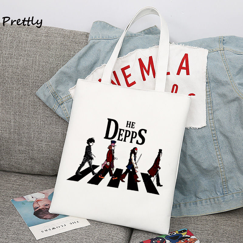 The Depps Johnny Depp Characters Crosswalk Graphic Canvas Tote Tote Shoulder Bag Edward Scissorhands Magician Pirate Shopper Bags