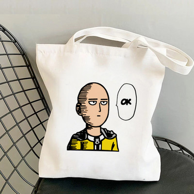One Punch Man iepirkumu soma bolsas de tela rokassomu tote canvas bolsa džutas soma maiss audums atkārtoti lietojams džutas pēc pasūtījuma