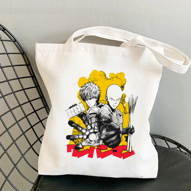 One Punch Man iepirkumu soma bolsas de tela rokassomu tote canvas bolsa džutas soma maiss audums atkārtoti lietojams džutas pēc pasūtījuma