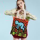 Šarena apstraktna umjetnička ženska torba za kupnju Višekratna modna dvostrana ispisna ležerna torbica od platna za studente