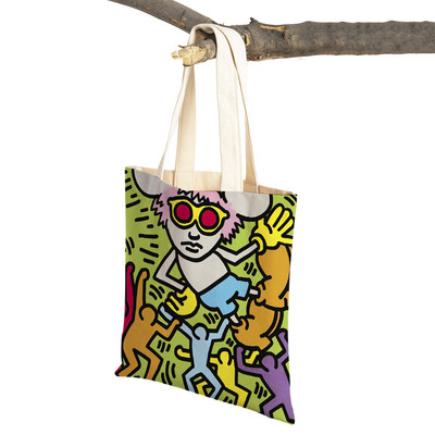 Šarena apstraktna umjetnička ženska torba za kupnju Višekratna modna dvostrana ispisna ležerna torbica od platna za studente