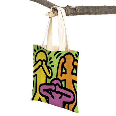 Šarena apstraktna umjetnička ženska torba za kupnju Višekratna modna dvostrana ispisna ležerna torbica od platna za studente